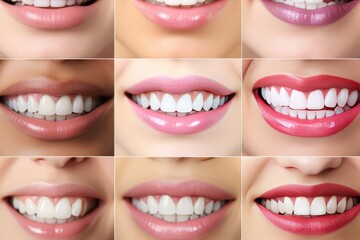 Collage of diverse smiling mouths showcasing dental health