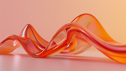滑らかでオレンジ色の輝きを放ち流れる液体ガラス - obrazy, fototapety, plakaty