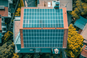 Solar panel installed on city building 
