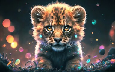 Super_cute_rainbow_fury_fluffy_little_lion_cub