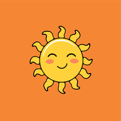 vector flat yellow doodle sun