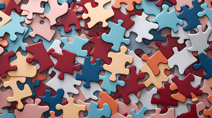 Bright puzzle details close-up, copy space