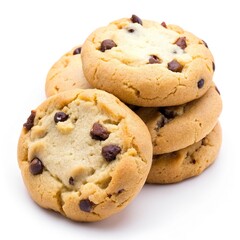chocolate chip cookies isolated on white