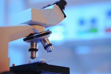 Explore the intricate world of science with close-up view through the microscope in modern laboratory, for microscopic structures and organisms.