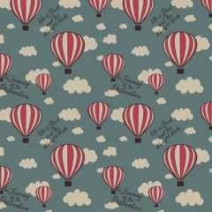 Foto op Plexiglas Luchtballon Childish seamless pattern with hot air ballon in the sky. Cute cartoon background. Perfect for fabric, textile, wrapping.Vector Illustration