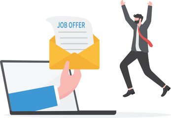 Employee get New Job Offer, Employment and Recruitment Illustration, Human Resources select Candidate

