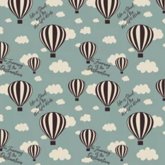 Keuken foto achterwand Luchtballon Childish seamless pattern with hot air ballon in the sky. Cute cartoon background. Perfect for fabric, textile, wrapping.Vector Illustration