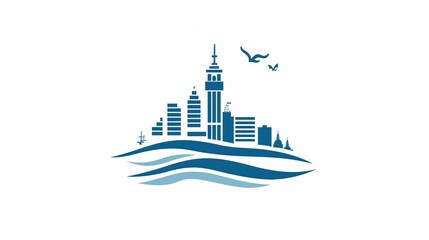 illustrated cityscape logo style