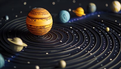 planets in space alignment - obrazy, fototapety, plakaty