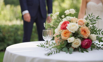 Obraz na płótnie Canvas Table setting for a wedding reception
