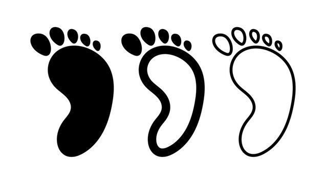 baby footprint emblem, black isolated silhouette