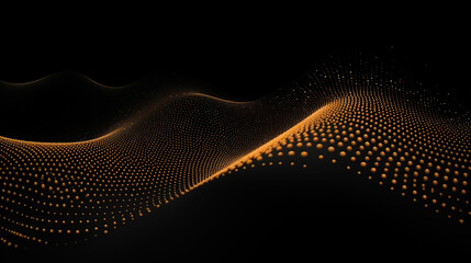 Abstract shiny color gold wave design element with glitter effect on dark background. black and...