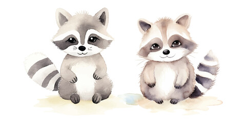 Fototapeta premium cute raccoon watercolour vector illustration