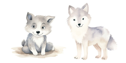 Naklejka na ściany i meble cute wolf watercolor vector illustration