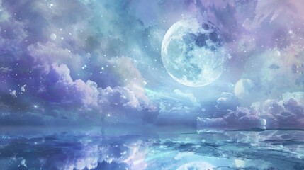 Lavender Purple Celestial Dreamscape Oil Painting Background