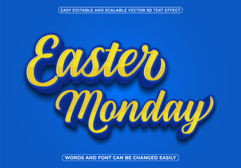 Vector happy easter poster 3d text - obrazy, fototapety, plakaty