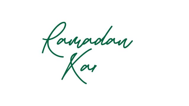 ramadan kareem lettering animation in green color with transparent background. Suitable for use as a card for the celebration of Ramadan Kareem in Muslim community.. 4k