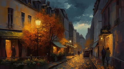Montmartre in Paris, France illustration - obrazy, fototapety, plakaty