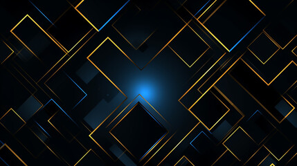 dark square and gold neon light line effect abstract background.