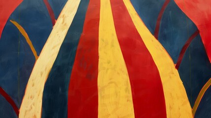 Vibrant Stripe Pattern Circus Tent Oil Painting