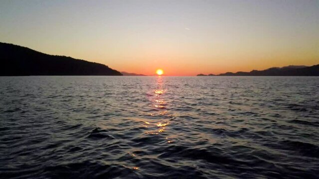 Tranquil Sunset Majesty: Close-Up Drone Video Over Marmaris's Serene Waters