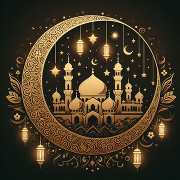 Ramadan mubarak masjid illustration background