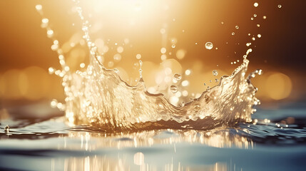 Water splash background, exploding into water droplets