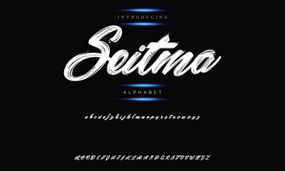 Modern calligraphy print with an alphabet design created with a dry brush. trendy hand-drawn pattern