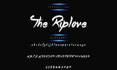 Modern calligraphy print with an alphabet design created with a dry brush. trendy hand-drawn pattern