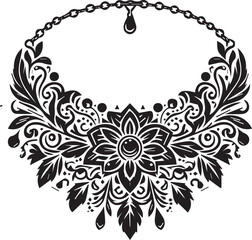  sillhouette of necklace- vector images of necklace  Black and White Illustration