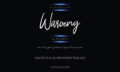 Handwritten handwritten script logotype font lettering in the best alphabet painting style.