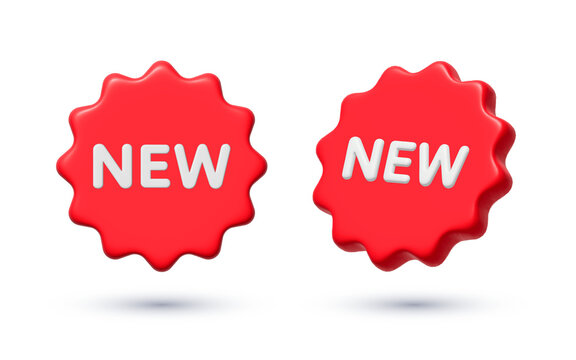 3d new promotion sale badge icon or starburst sticker, logo isolated design on white background. Rendering cartoon illustration.