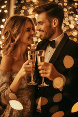Elegant Couple Sharing a Toast with Champagne