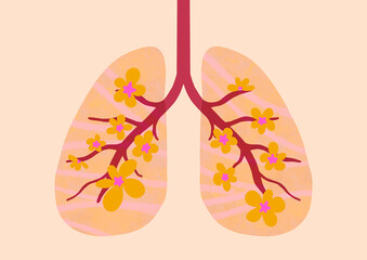 Healthy lungs breathwork illustration