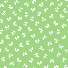 Vector seamless pattern with white butterflies flying over a green meadow - 738749723
