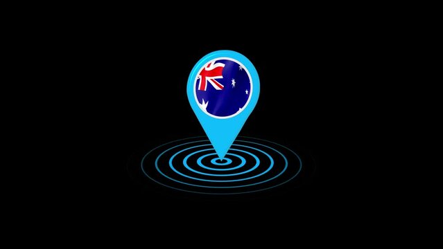 Heard Island and McDonald Islands flag icon gps location tracking animation in black background