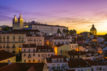 skyline of alfama district in lisbon, the capital of portugal