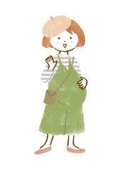 おしゃれな妊婦さんの手描きイラスト