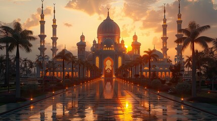 Fototapeta premium Exquisite Ramadan mosque design. This image is very suitable for your creative works.