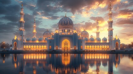 Pure elegance: Ramadan mosque design. This image is very suitable for your creative works.