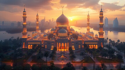 Obraz premium Magnificent Ramadan mosque design. This image is very suitable for your creative works.