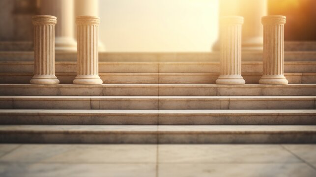 Education and democracy concept. Marble column with sunlight.