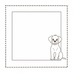 A blank for notes with a cute dog in a simple square frame on a white background