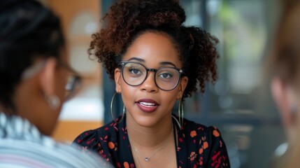 A businesswoman conducting market research with focus groups and surveys
