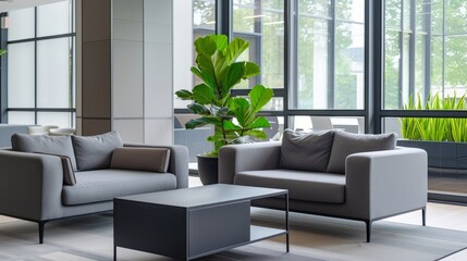 An office with a comfortable lounge area for employees to relax and recharge