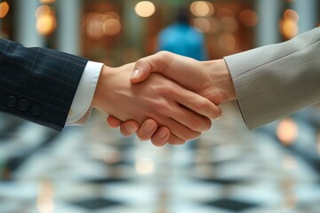 Business professionals shaking hands to seal a successful partnership