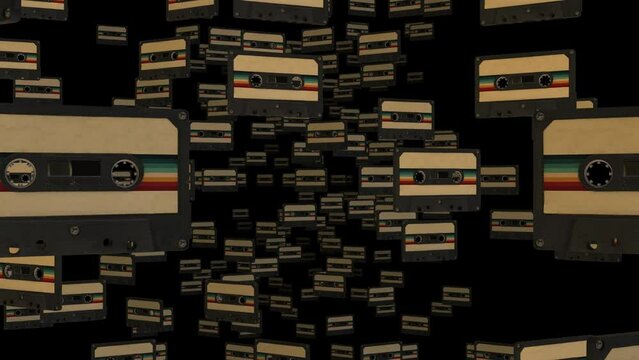 Retro musiccasette with retro colors eighties style, cassette tape, art deep space, mix tape retro cassette design, Music vintage and audio theme, Synthwave and vaporwave template. Retro grid surface