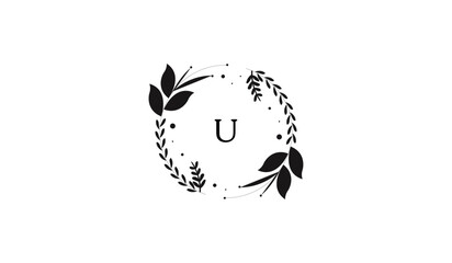 Circular Decoration of leaves Alphabetical logo