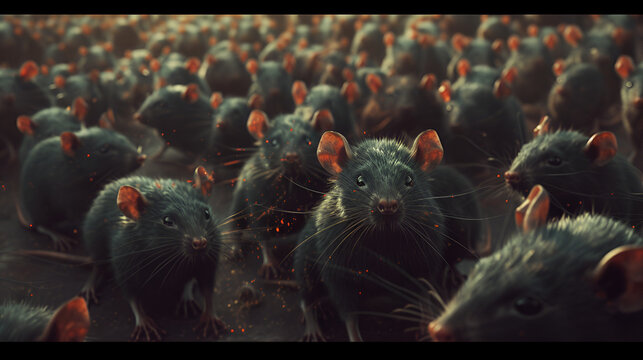 huge crowed of black rats, generative Ai