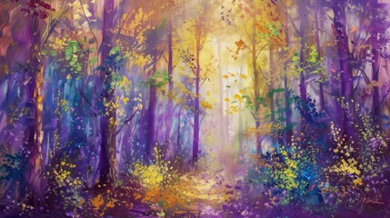 Enchanted Fairy Tale Forest Oil Painting Background
